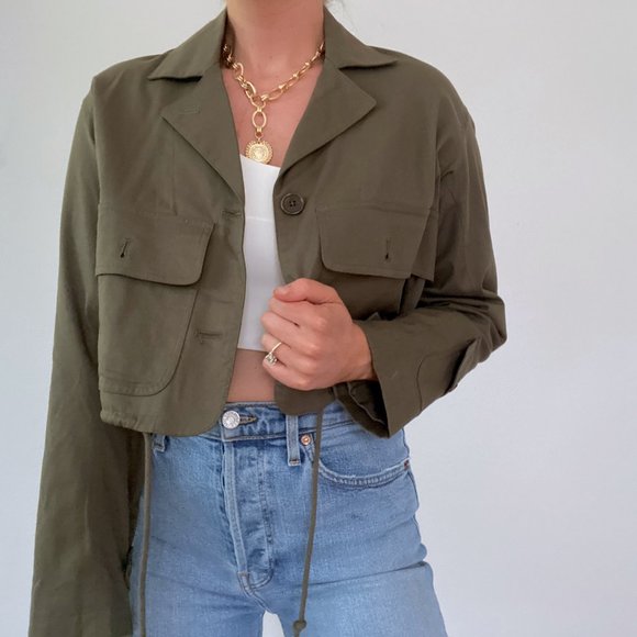 Ralph Lauren Army Green Cropped Utility Jacket - Picture 6 of 11